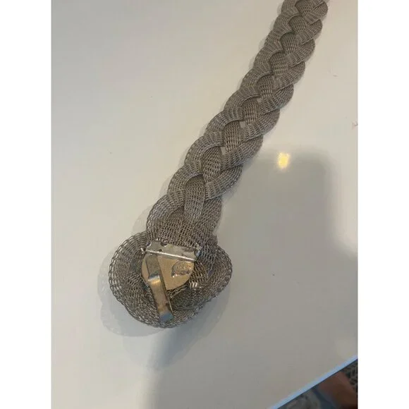 Vintage Mesh Braided Belt With Blue Stone Accent & Floral Buckle Turquoise Leather Belt Beaded - Etsy main image 3